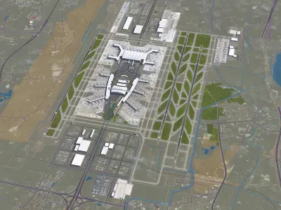 Guangzhou - Baiyun International Airport - CAN Low-poly 3D model