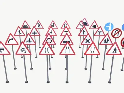 Road Sign Full Pack Low-poly 3D model