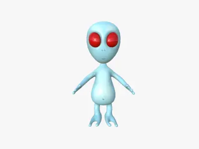 Cute Alien A08 Blue Red - Simple - Character Design Low-poly 3D model
