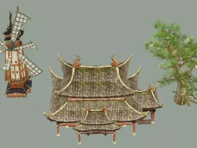 Japan Asian Medieval Hut E House 3D Model Low-poly 3D model