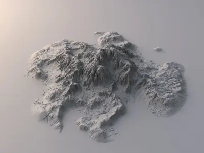 Tropical Island Terrain 4 Low-poly 3D model