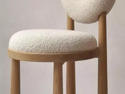 Modern Donut Chair 3D Minimalist Wooden Furniture Soft Low-poly 3D model