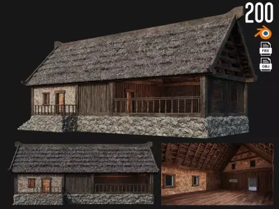Old House Building 4K Textures GameReady 200 Low-poly 3D model