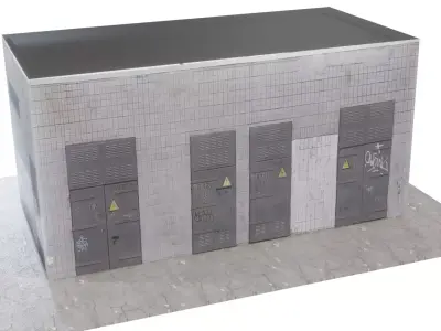 Bilding 1 building with doors and windows 3D model