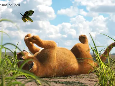  Playful Puma Cub with Butterfly Fur 