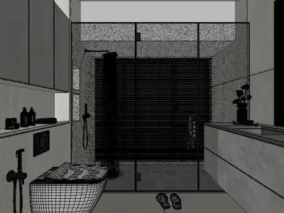 bathroom modern with walls and marble floors 3D model