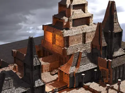 Lizard Cult Cathedral Kitbash 1 3D model