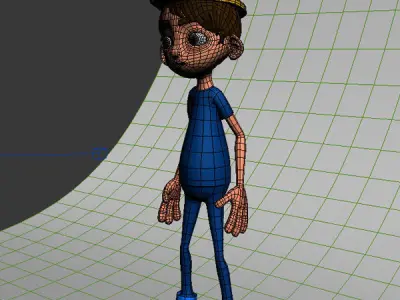 Worker Cartoon  Rigged 02 3D model