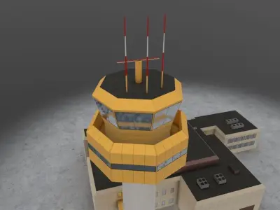 EDDH Control Tower Low-poly 3D model