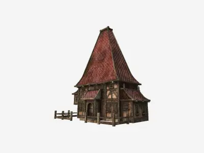 Medieval Building A08 Destroyed Old - Scenery Backdrop House Low-poly 3D model