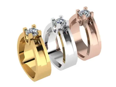 Ring362 gold engagement ring with diamond in center 3D print model