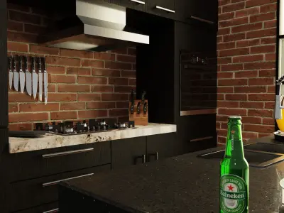 Isometric kitchen set Low-poly 3D model