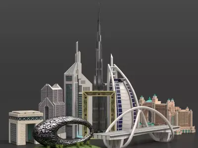 Dubai Landmark 3D Bundle Modern and Iconic Architecture 3D Model Pack