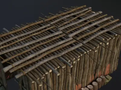 cowhouse wooden outhouse 3D model