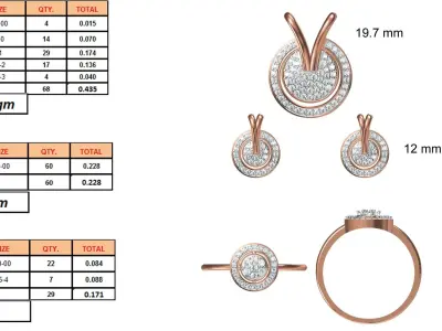Light wt Ring Earrings Pendant set stl jcd 1-render details 3D print model 50