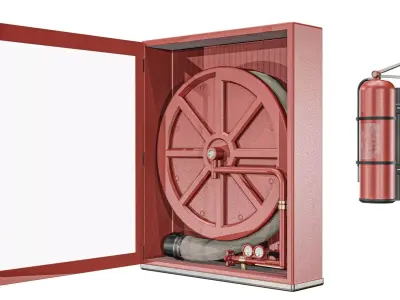 Wall Mounted Fire Hose  Low-poly 3D model