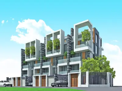 The House 2 exterior of modern apartment building 3D model