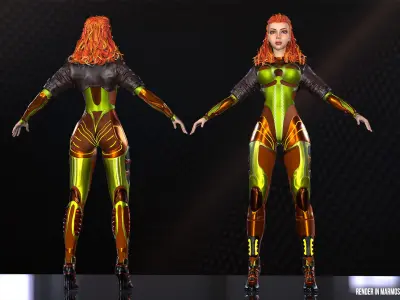 Low-poly gameready woman redhead character HORRIZON Low-poly 3D model