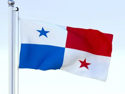 Animated Panama Flag Low-poly 3D model
