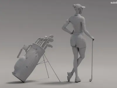  White Female Golf Player Animated HQ Editorial License 