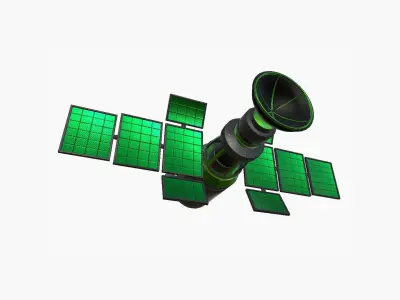 Satellite A01 Green - SciFi Space Design Low-poly 3D model