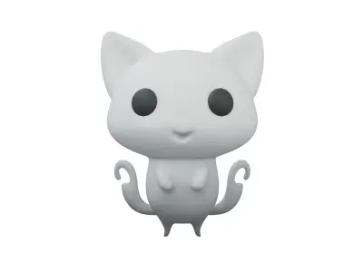 Double Tail Cat Ghost Character v1 001 Low-poly 3D model
