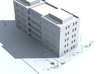 Low poly city block 14 Low-poly 3D model