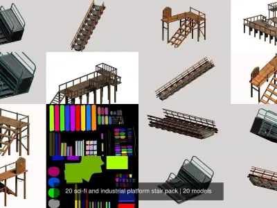 20 sci-fi and industrial platform stair pack