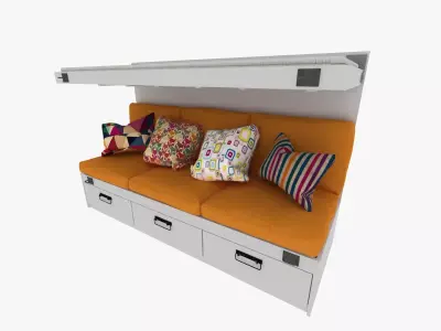 Caravan Couch Bunk Bed 3D model