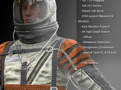 CS04 Space Suit LITE VERSION 4 Low-poly 3D model