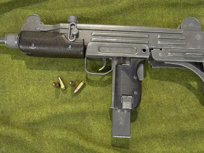 UZI submachine gun Low-poly 3D model