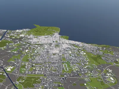 Bari Italy 50x50km City Map 3D Model 3D model