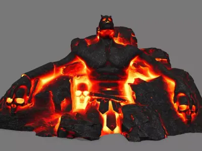 StoneWorrior lava sculpture Low-poly 3D model