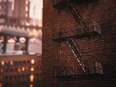 Fire escape stairs 3D model buy