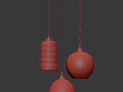Colorful glass pendant lighting 3D model purchase