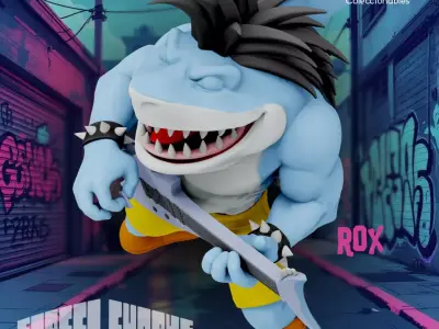 Street Shark - Rox with guitar - Animated Series 3D print model