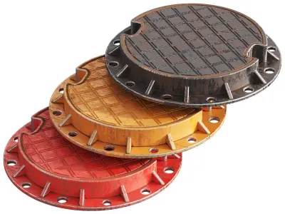 Sewage hatches Low-poly 3D model