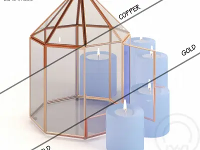 Glass tabletop gazebo Octagon Low-poly 3D model