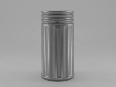 Bin silver low polly model Low-poly 3D model