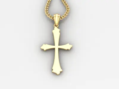 Light Gold 18K Cross Pendant 1CP014 3D print model