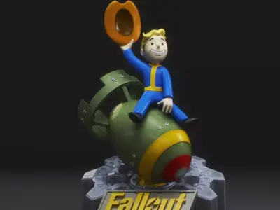 VAULT BOY RIDING NUKE -FALLOUT- 3D print model