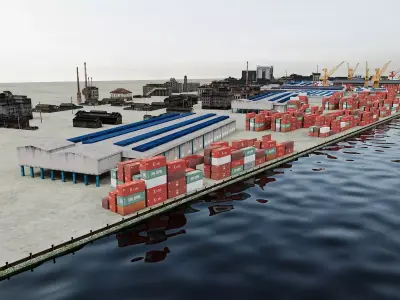 Industrial Container Port 75 3D model