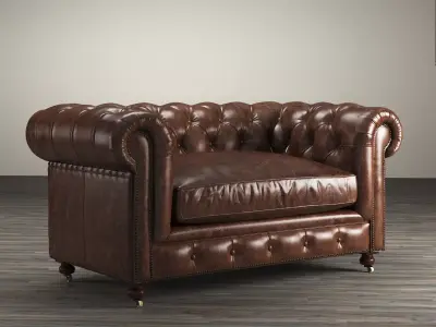 60 Kensington Leather Sofa 3D model