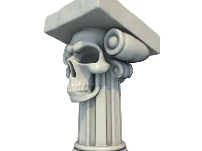 Temple Stone Skull Pillar 2 3D print model