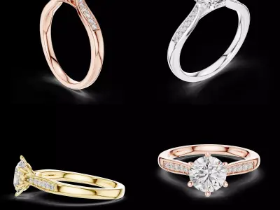 Round Cut Pave Solitaire Engagement Ring CAD Design 3D print model