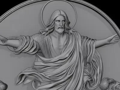 Jesus Walking on Water - 3D Printable Coin Sculpture 3D print model