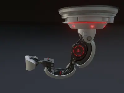 Ai Robot Control Unit Rigged and Animated Low-poly 3D model
