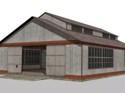 Warehouse house Low-poly 3D model