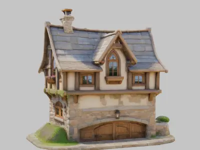 Realistic Wooden House 3D Model Low-poly 3D model