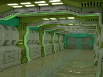 Sci Fi Corridor  3D model 13